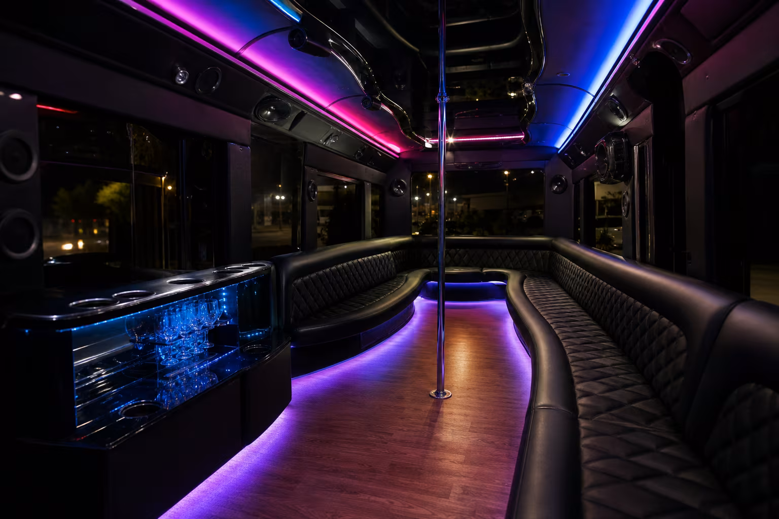 15 Passenger Party Bus Interior