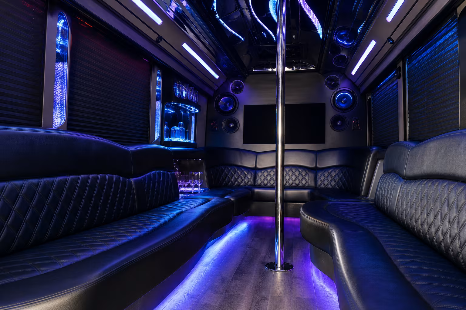 18 Passenger Party Bus Interior
