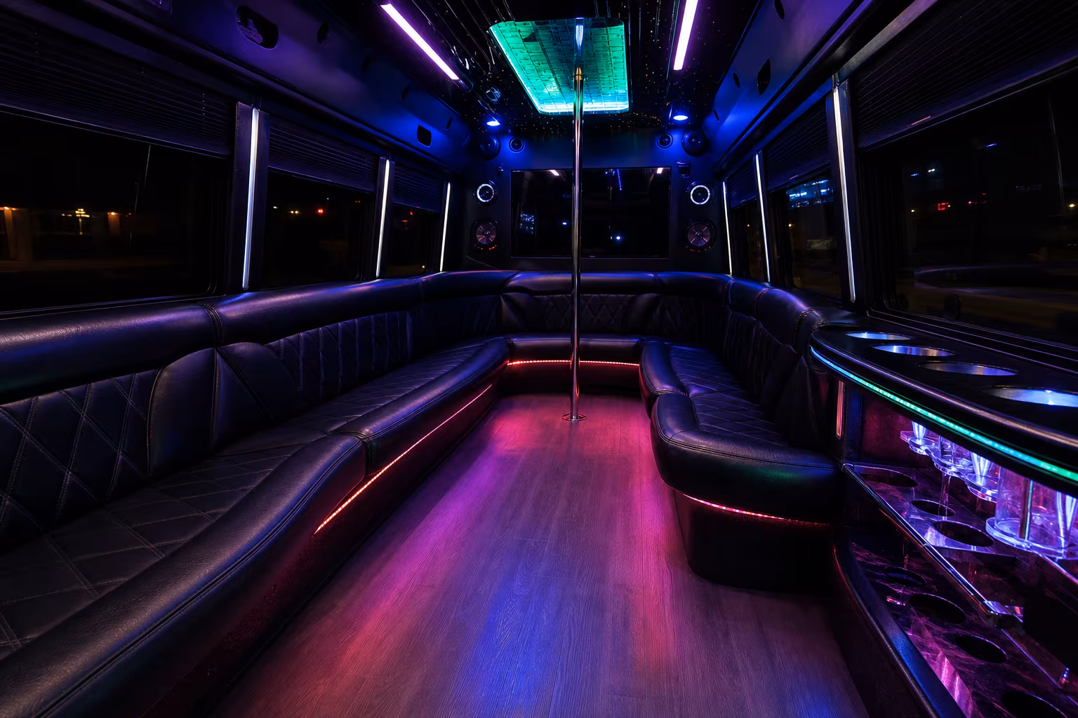 18 Passenger Party Bus Interior