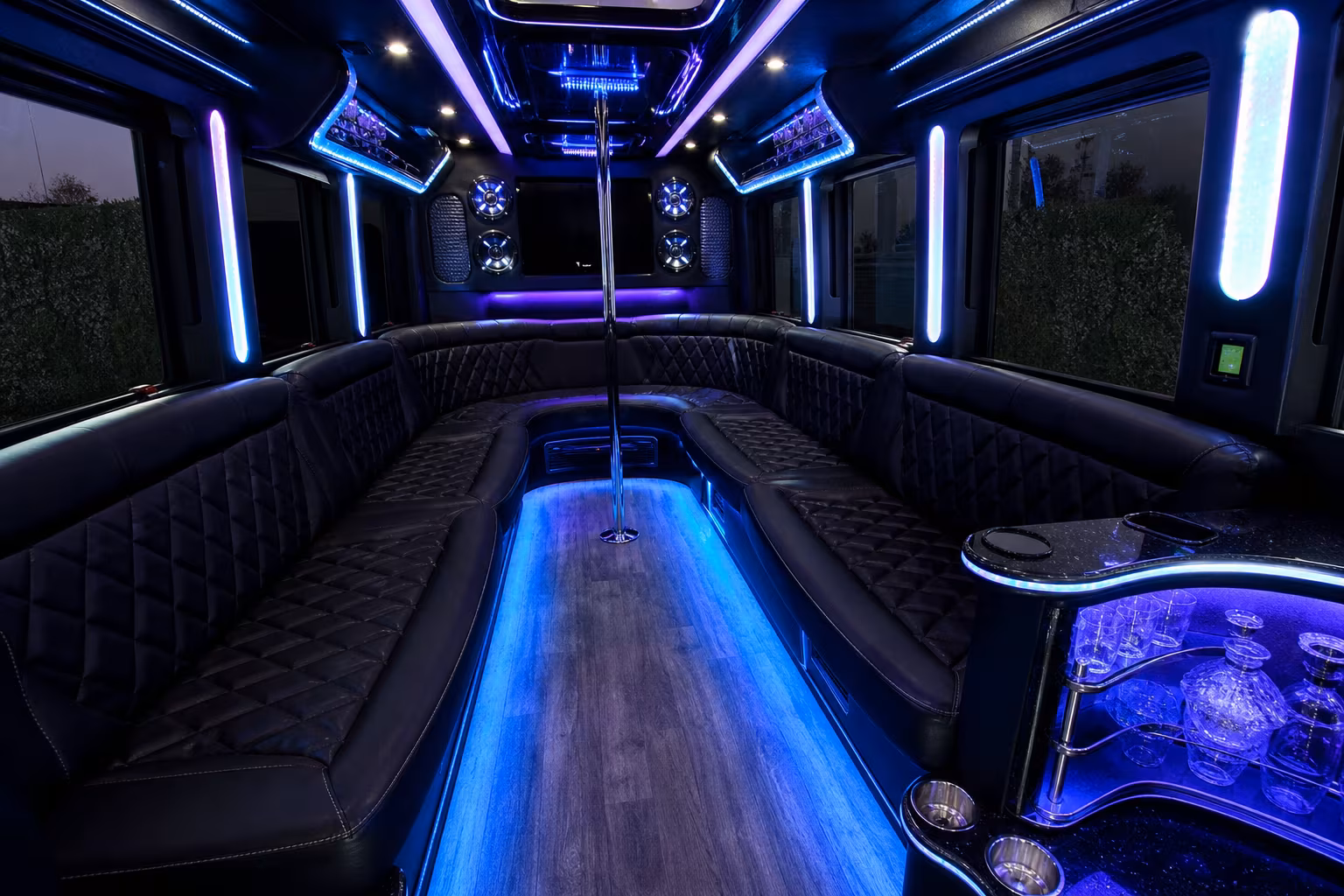 20 Passenger Party Bus Interior