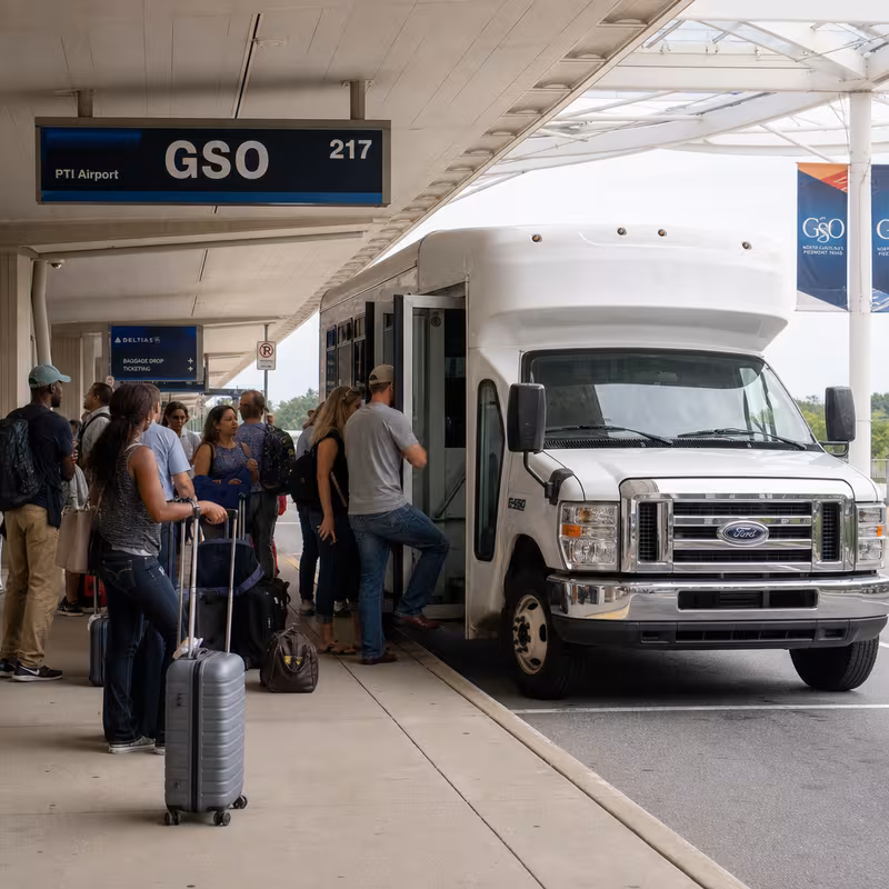 Black Mercedes Sprinter van staged for an Greensboro Airport Transportation group