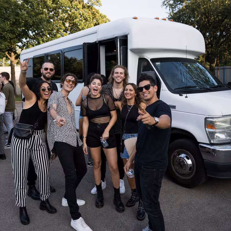 Black Mercedes Sprinter van staged for an Greensboro Concert Transportation group