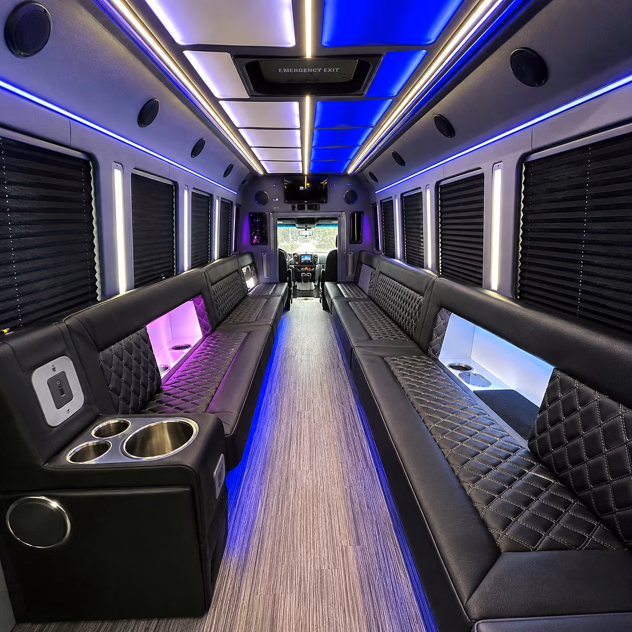 Greensboro Birthday, Sweet 16, & Quinceañera Transportation party bus interior