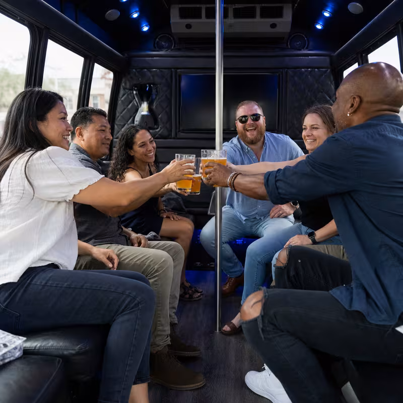 Black Mercedes Sprinter van staged for an Greensboro Winery & Brewery Tour Transportation group