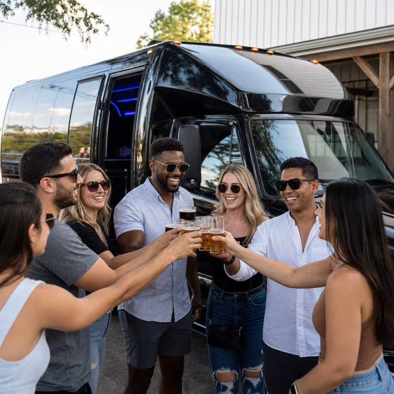 Passengers loading luggage while boarding an Greensboro group shuttle